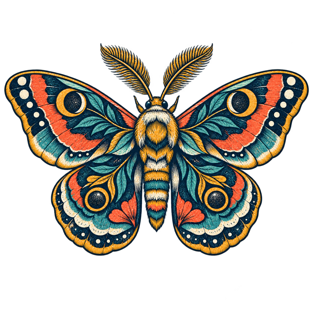 The same moth artwork after the surrounding background was removed to true PNG transparency